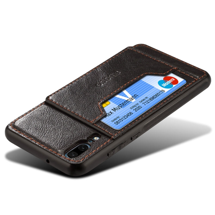 Dibase for Huawei P20 Pro TPU + PC + PU Crazy Horse Texture Protective Case with Holder & Card Slots