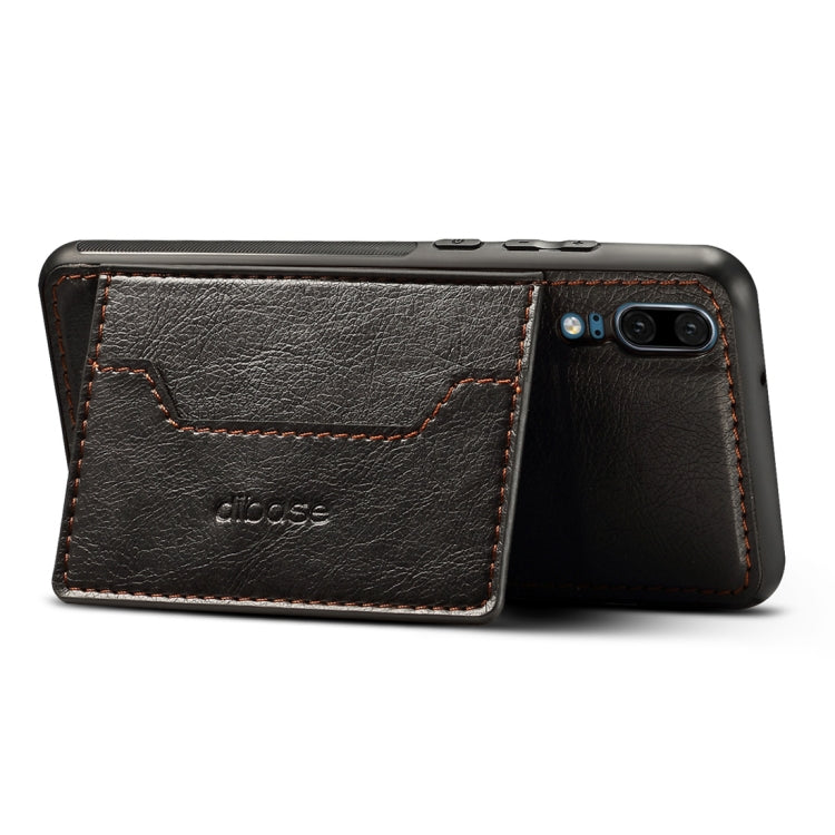 Dibase for Huawei P20 Pro TPU + PC + PU Crazy Horse Texture Protective Case with Holder & Card Slots