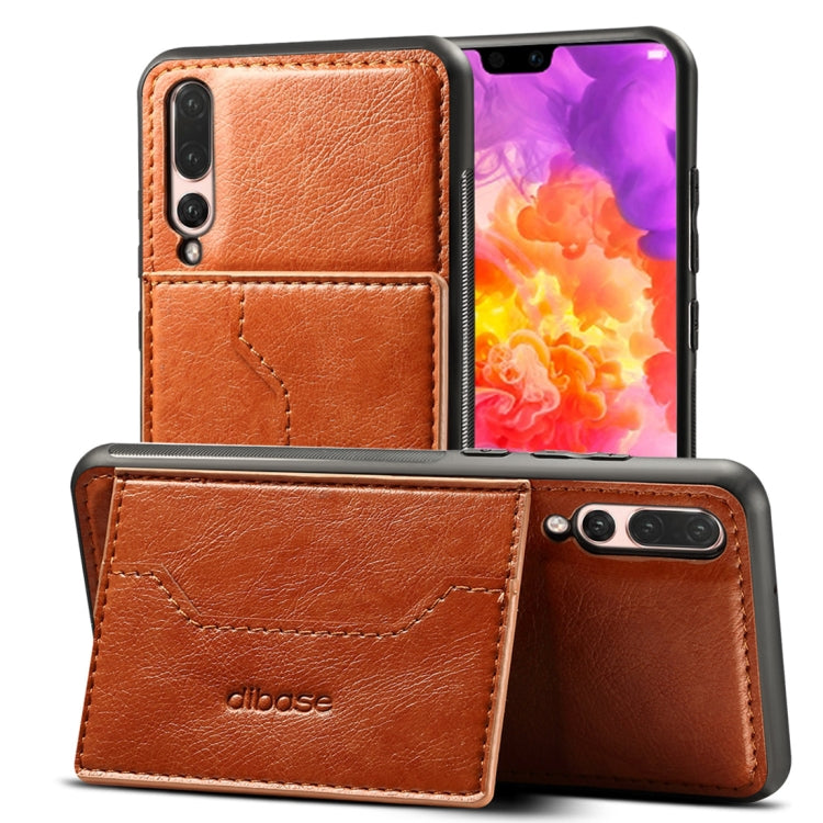 Dibase for Huawei P20 Pro TPU + PC + PU Crazy Horse Texture Protective Case with Holder & Card Slots
