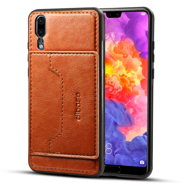 Dibase for Huawei P20 Pro TPU + PC + PU Crazy Horse Texture Protective Case with Holder & Card Slots