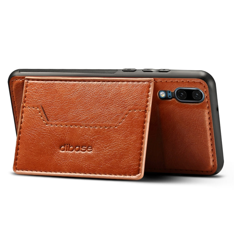 Dibase for Huawei P20 Pro TPU + PC + PU Crazy Horse Texture Protective Case with Holder & Card Slots