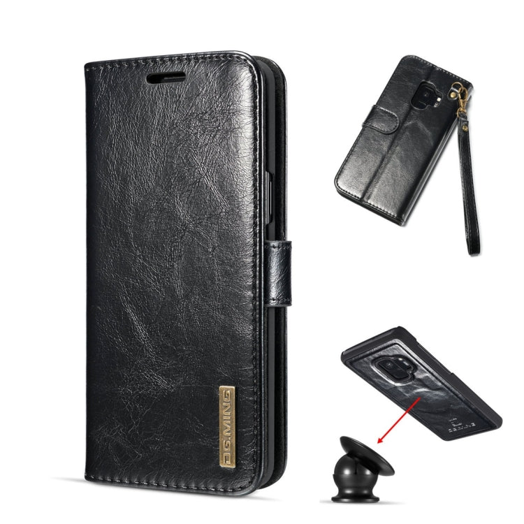 DG.MING for Galaxy S9 Crazy Horse Texture Horizontal Flip Detachable Magnetic Protective Case with Holder & Card Slots & Lanyard