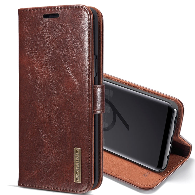DG.MING for Galaxy S9 Crazy Horse Texture Horizontal Flip Detachable Magnetic Protective Case with Holder & Card Slots & Lanyard