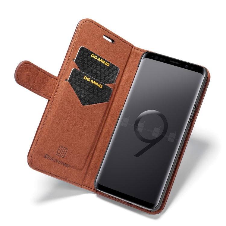 DG.MING for Galaxy S9 Crazy Horse Texture Horizontal Flip Detachable Magnetic Protective Case with Holder & Card Slots & Lanyard