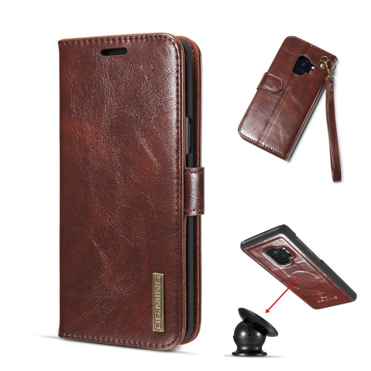 DG.MING for Galaxy S9 Crazy Horse Texture Horizontal Flip Detachable Magnetic Protective Case with Holder & Card Slots & Lanyard