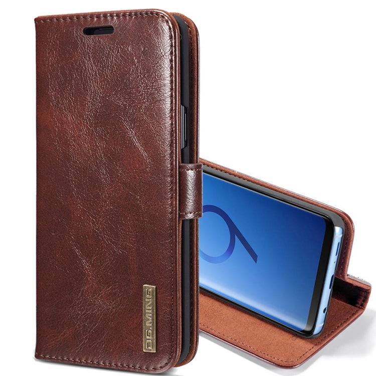 DG.MING for Galaxy S9+ Crazy Horse Texture Horizontal Flip Detachable Magnetic Protective Case with Holder & Card Slots & Lanyard