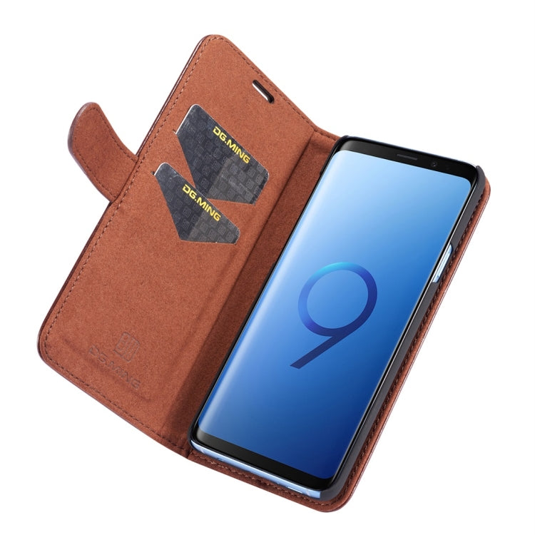 DG.MING for Galaxy S9+ Crazy Horse Texture Horizontal Flip Detachable Magnetic Protective Case with Holder & Card Slots & Lanyard