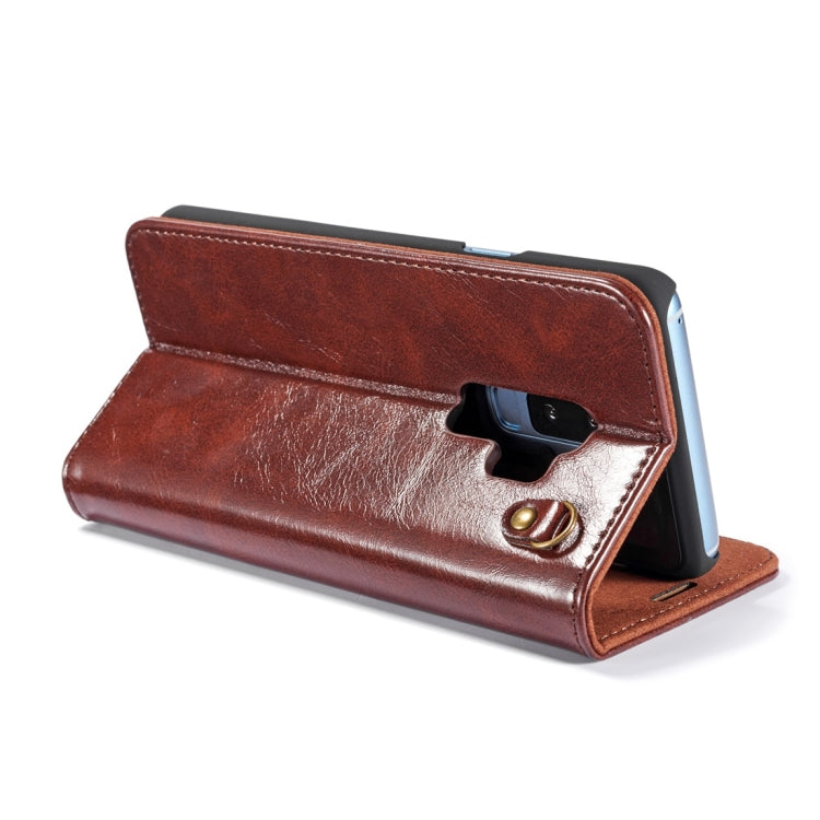 DG.MING for Galaxy S9+ Crazy Horse Texture Horizontal Flip Detachable Magnetic Protective Case with Holder & Card Slots & Lanyard