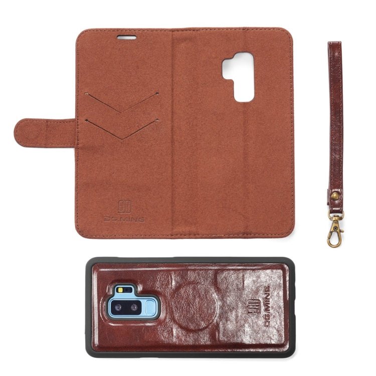DG.MING for Galaxy S9+ Crazy Horse Texture Horizontal Flip Detachable Magnetic Protective Case with Holder & Card Slots & Lanyard