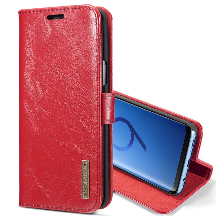 DG.MING for Galaxy S9+ Crazy Horse Texture Horizontal Flip Detachable Magnetic Protective Case with Holder & Card Slots & Lanyard