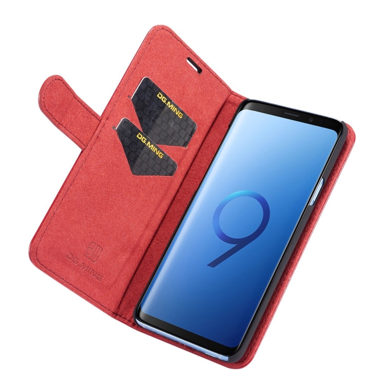 DG.MING for Galaxy S9+ Crazy Horse Texture Horizontal Flip Detachable Magnetic Protective Case with Holder & Card Slots & Lanyard