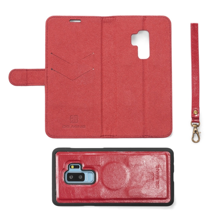 DG.MING for Galaxy S9+ Crazy Horse Texture Horizontal Flip Detachable Magnetic Protective Case with Holder & Card Slots & Lanyard
