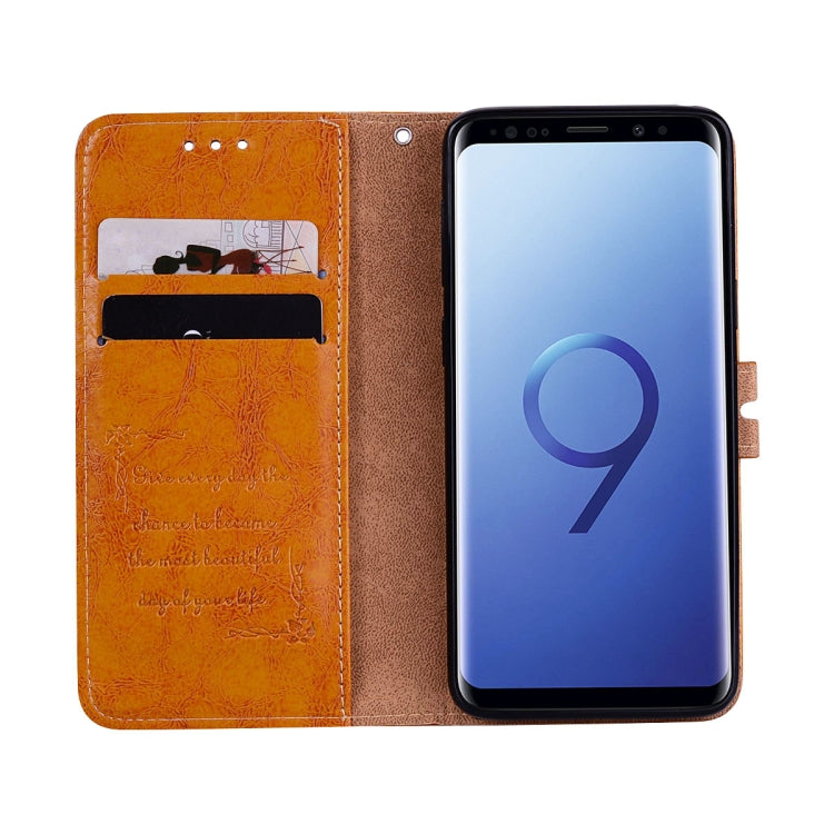 For Galaxy S9 Oil Wax Texture Horizontal Flip Leather Case with Holder & Card Slots & Wallet