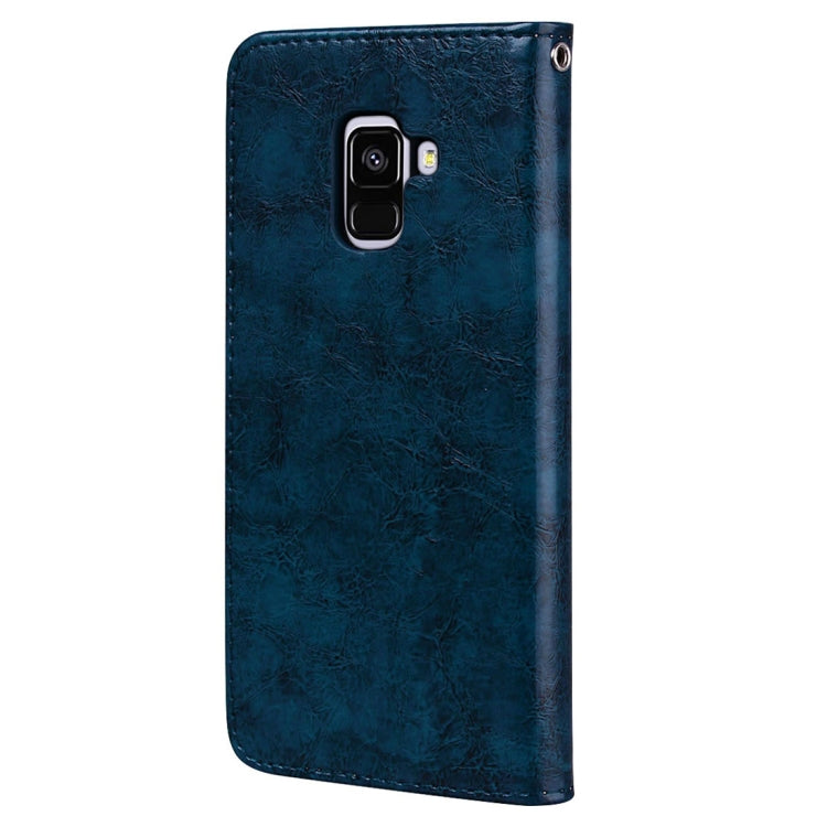 For Galaxy A8 (2018) Business Style Oil Wax Texture Horizontal Flip Leather Case with Holder & Card Slots & Wallet