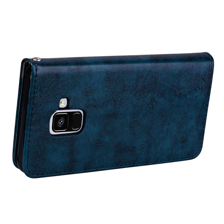 For Galaxy A8 (2018) Business Style Oil Wax Texture Horizontal Flip Leather Case with Holder & Card Slots & Wallet