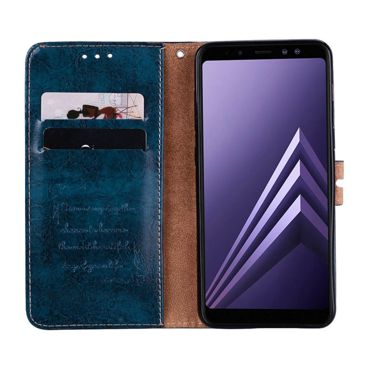 For Galaxy A8 (2018) Business Style Oil Wax Texture Horizontal Flip Leather Case with Holder & Card Slots & Wallet
