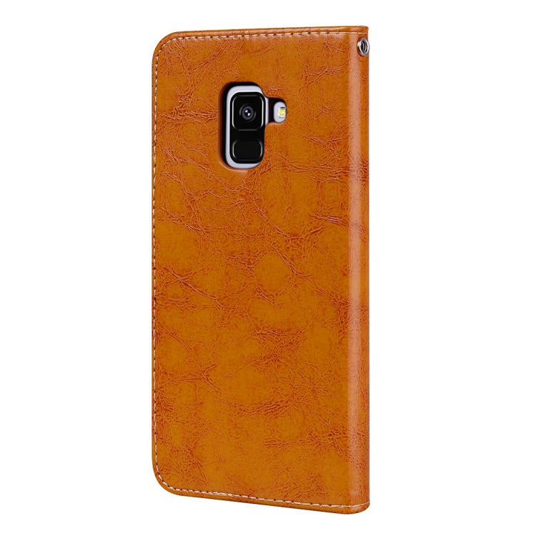 For Galaxy A8 (2018) Business Style Oil Wax Texture Horizontal Flip Leather Case with Holder & Card Slots & Wallet