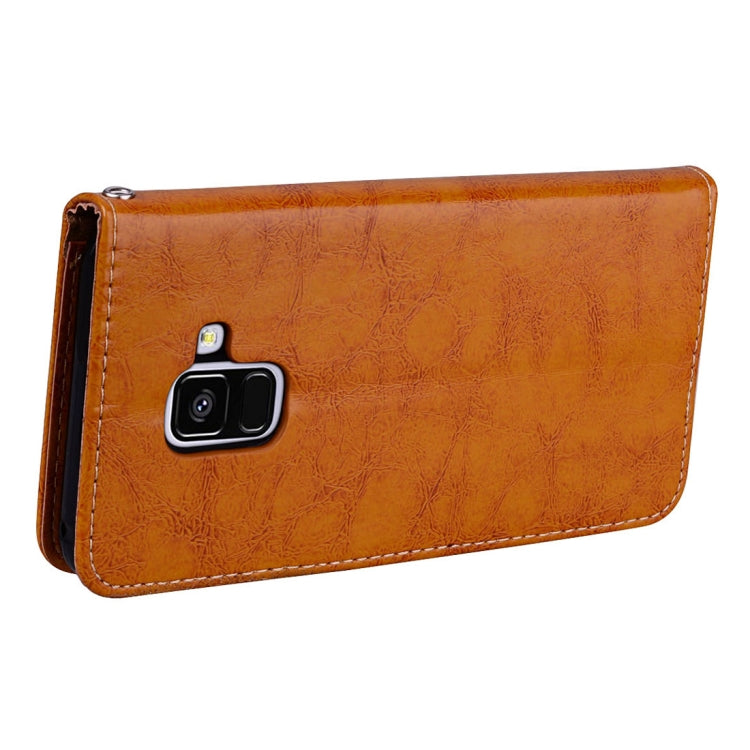 For Galaxy A8 (2018) Business Style Oil Wax Texture Horizontal Flip Leather Case with Holder & Card Slots & Wallet