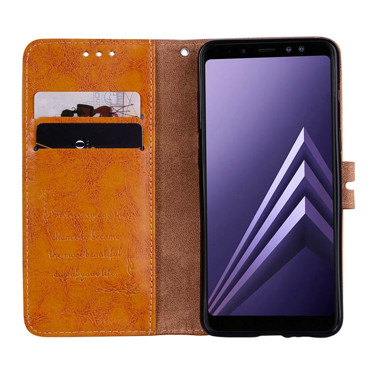 For Galaxy A8 (2018) Business Style Oil Wax Texture Horizontal Flip Leather Case with Holder & Card Slots & Wallet