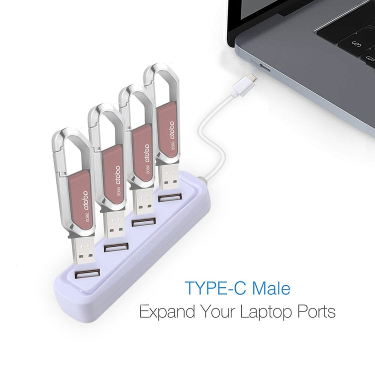 4 x USB 2.0 Ports to USB-C / Type-C HUB Adapter, Total Length: about 30cm