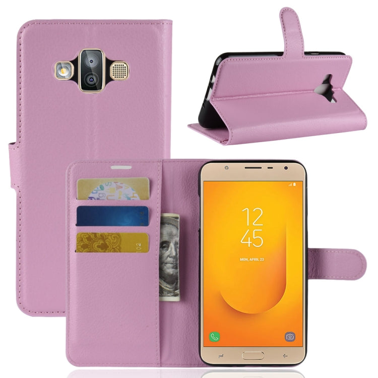 For Galaxy J7 Duo Litchi Texture Horizontal Flip Leather Case with Holder & Card Slots & Wallet