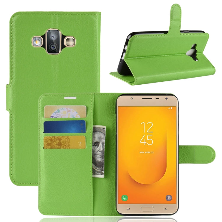 For Galaxy J7 Duo Litchi Texture Horizontal Flip Leather Case with Holder & Card Slots & Wallet