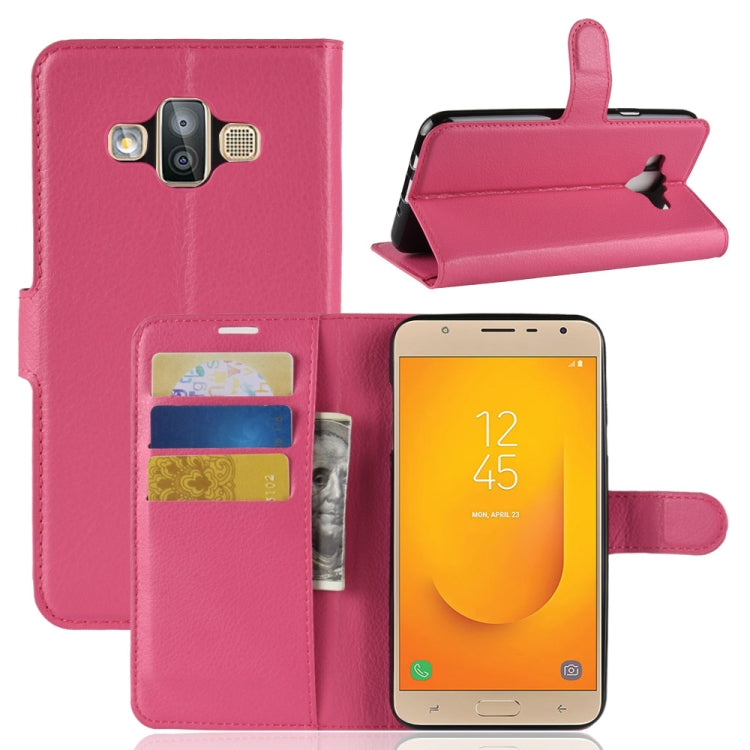 For Galaxy J7 Duo Litchi Texture Horizontal Flip Leather Case with Holder & Card Slots & Wallet