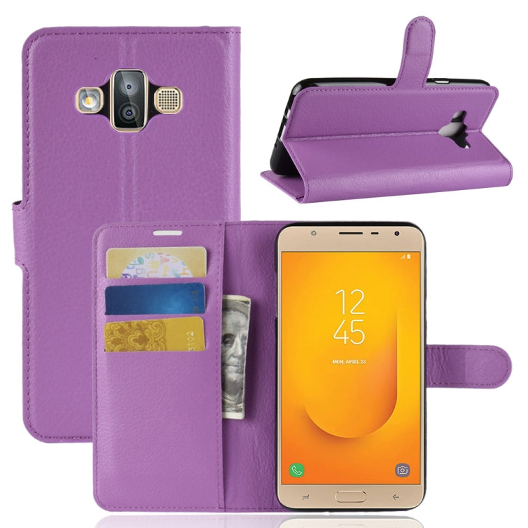 For Galaxy J7 Duo Litchi Texture Horizontal Flip Leather Case with Holder & Card Slots & Wallet