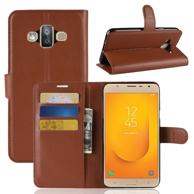 For Galaxy J7 Duo Litchi Texture Horizontal Flip Leather Case with Holder & Card Slots & Wallet