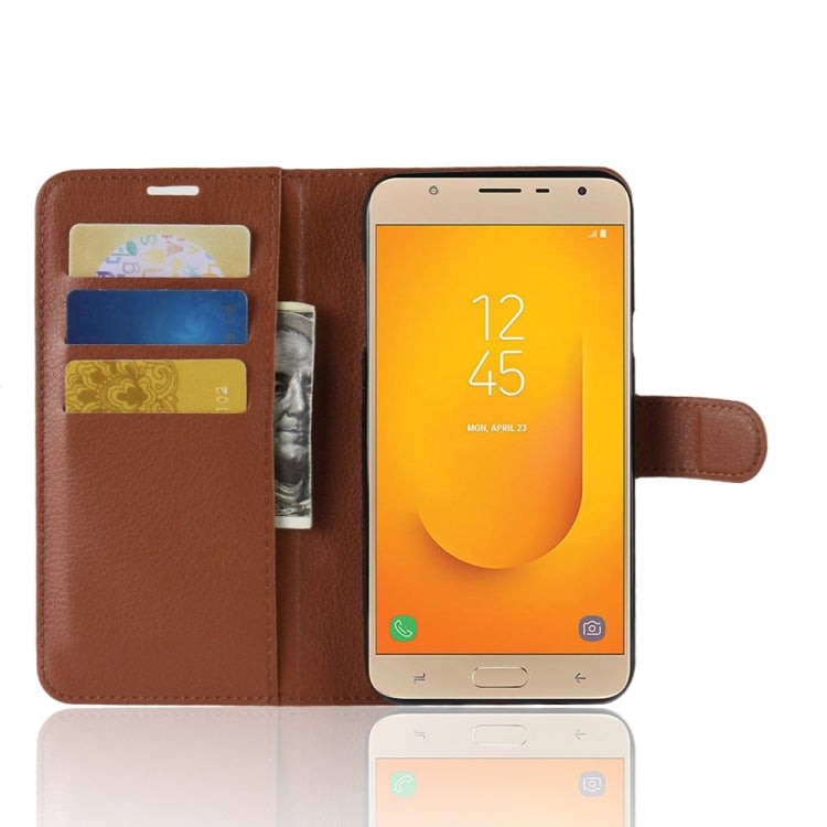 For Galaxy J7 Duo Litchi Texture Horizontal Flip Leather Case with Holder & Card Slots & Wallet