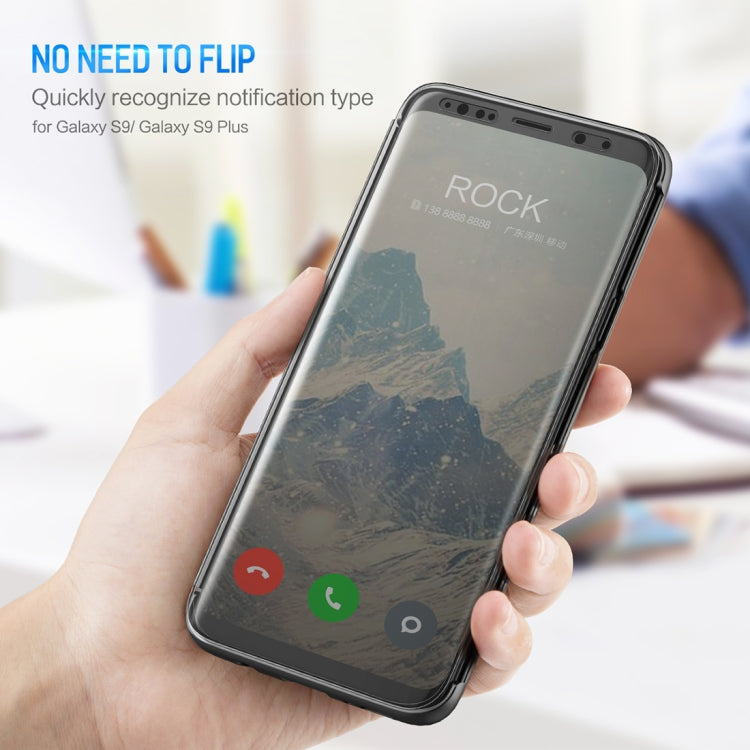 Rock Dr.V Series for Galaxy S9 Business Style Ultrathin Flip Protective Case with Visible Front Cover & Call Display ID
