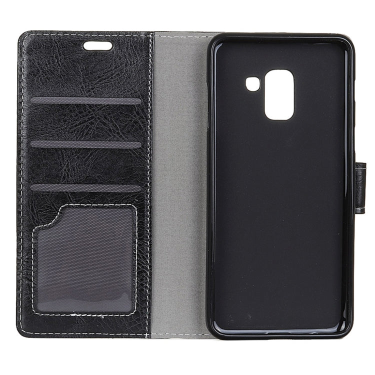 For Galaxy A6+ (2018)  Retro Crazy Horse Texture Horizontal Flip Leather Case with Holder & Card Slots & Wallet & Photo Frame