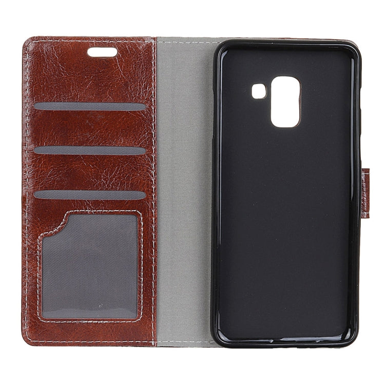 For Galaxy A6+ (2018)  Retro Crazy Horse Texture Horizontal Flip Leather Case with Holder & Card Slots & Wallet & Photo Frame