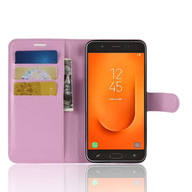 For Galaxy J7 Prime 2 G611F Litchi Texture Horizontal Flip PU Leather Case with Holder & Card Slots & Wallets