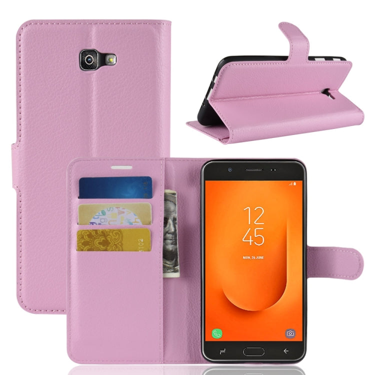 For Galaxy J7 Prime 2 G611F Litchi Texture Horizontal Flip PU Leather Case with Holder & Card Slots & Wallets