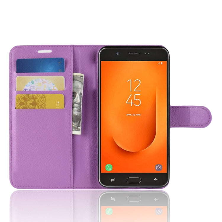For Galaxy J7 Prime 2 G611F Litchi Texture Horizontal Flip PU Leather Case with Holder & Card Slots & Wallets