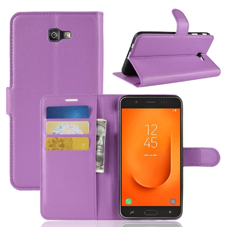For Galaxy J7 Prime 2 G611F Litchi Texture Horizontal Flip PU Leather Case with Holder & Card Slots & Wallets