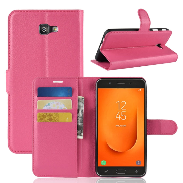 For Galaxy J7 Prime 2 G611F Litchi Texture Horizontal Flip PU Leather Case with Holder & Card Slots & Wallets