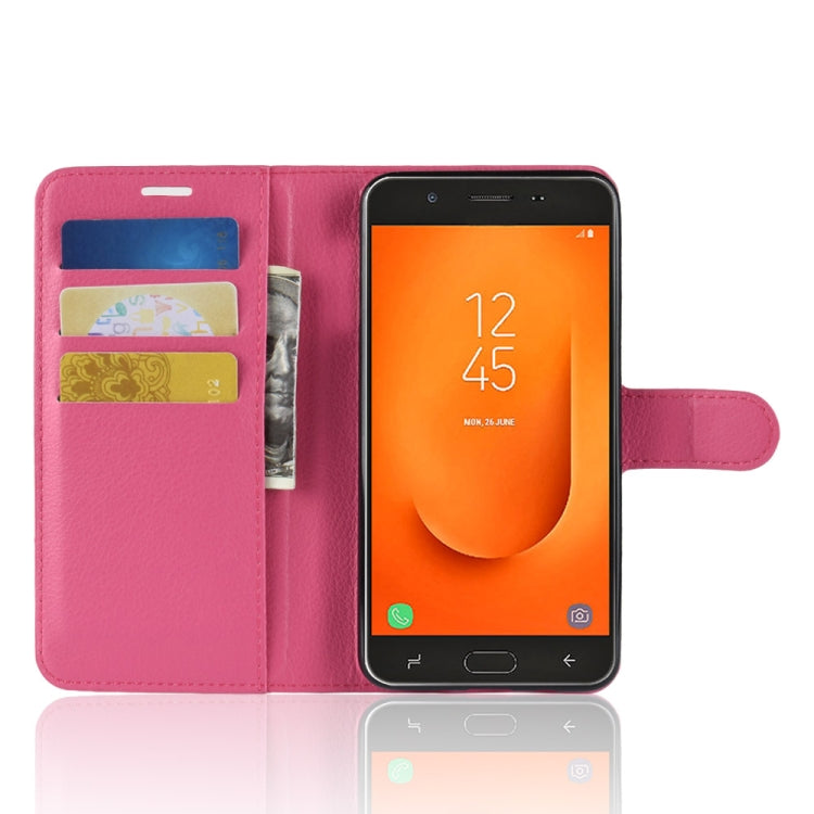 For Galaxy J7 Prime 2 G611F Litchi Texture Horizontal Flip PU Leather Case with Holder & Card Slots & Wallets