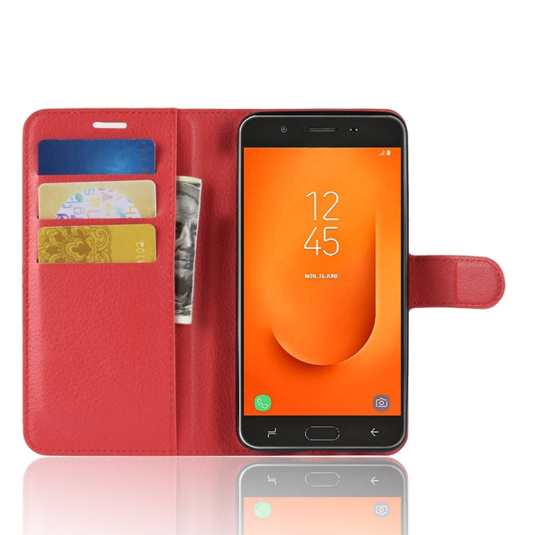 For Galaxy J7 Prime 2 G611F Litchi Texture Horizontal Flip PU Leather Case with Holder & Card Slots & Wallets