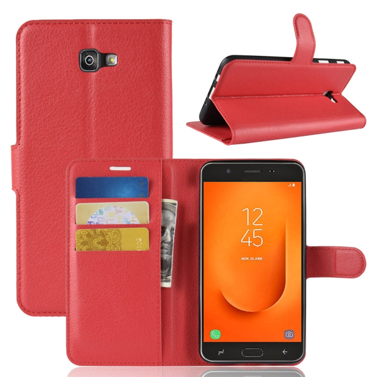 For Galaxy J7 Prime 2 G611F Litchi Texture Horizontal Flip PU Leather Case with Holder & Card Slots & Wallets