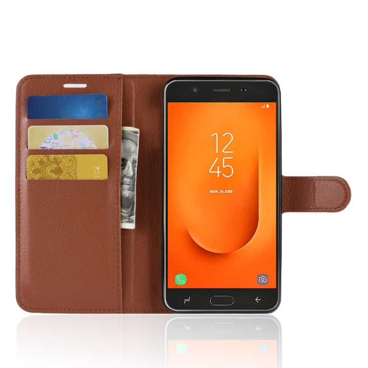 For Galaxy J7 Prime 2 G611F Litchi Texture Horizontal Flip PU Leather Case with Holder & Card Slots & Wallets