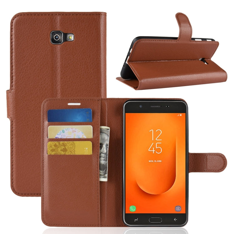 For Galaxy J7 Prime 2 G611F Litchi Texture Horizontal Flip PU Leather Case with Holder & Card Slots & Wallets
