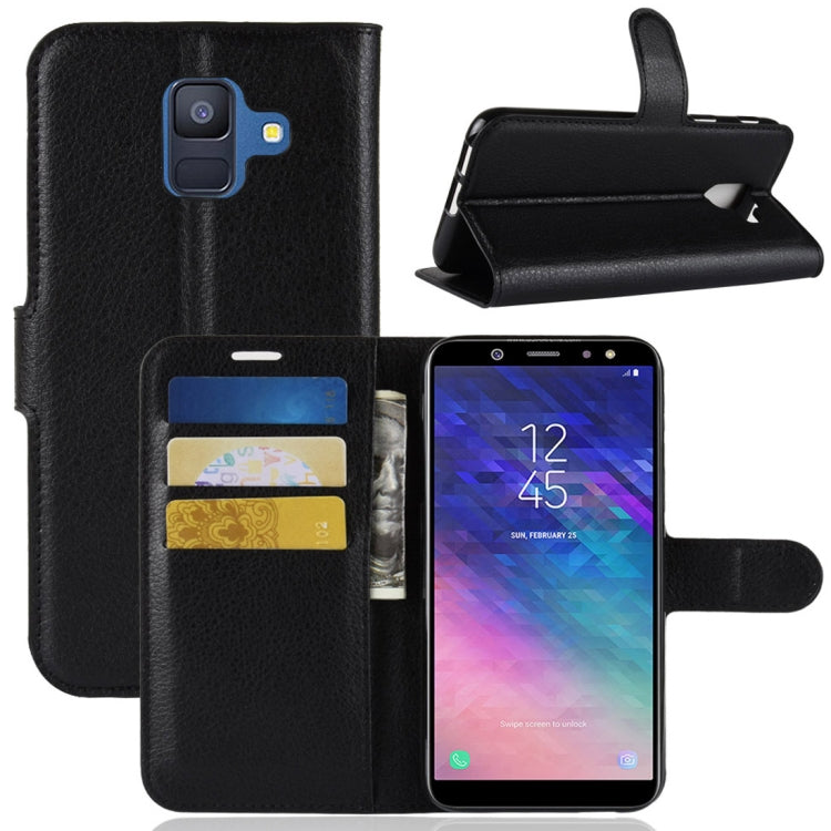 Litchi Texture Horizontal Flip Leather Case for Galaxy A6 (2018), with Wallet & Holder & Card Slots