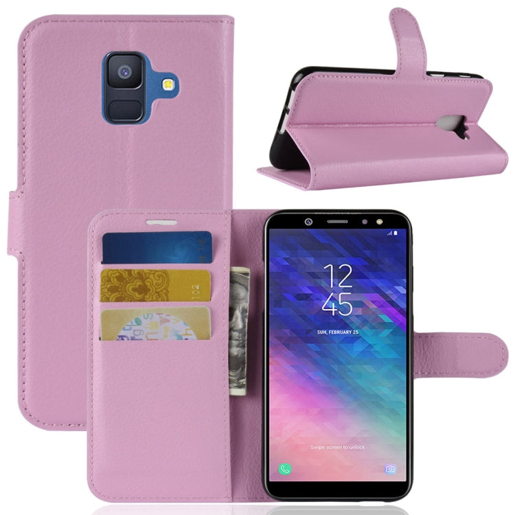 Litchi Texture Horizontal Flip Leather Case for Galaxy A6 (2018), with Wallet & Holder & Card Slots