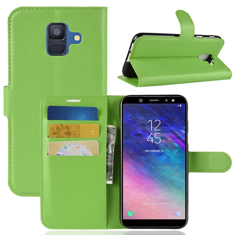 Litchi Texture Horizontal Flip Leather Case for Galaxy A6 (2018), with Wallet & Holder & Card Slots