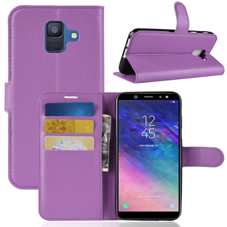 Litchi Texture Horizontal Flip Leather Case for Galaxy A6 (2018), with Wallet & Holder & Card Slots