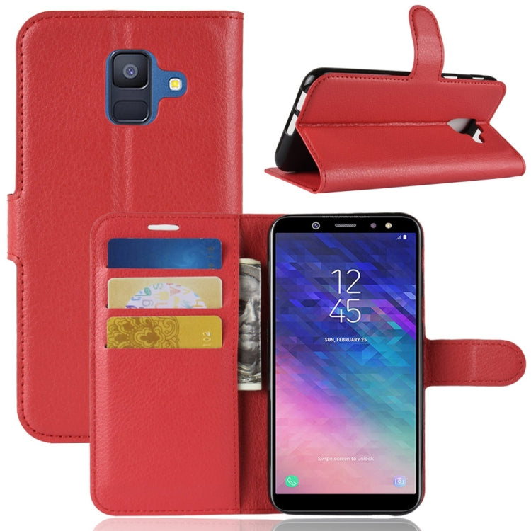 Litchi Texture Horizontal Flip Leather Case for Galaxy A6 (2018), with Wallet & Holder & Card Slots