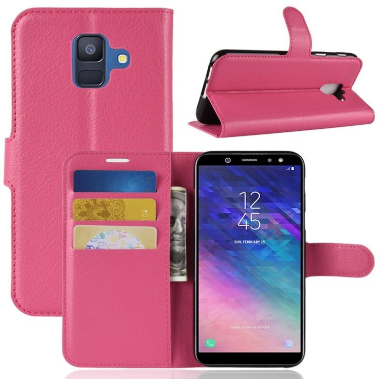 Litchi Texture Horizontal Flip Leather Case for Galaxy A6 (2018), with Wallet & Holder & Card Slots