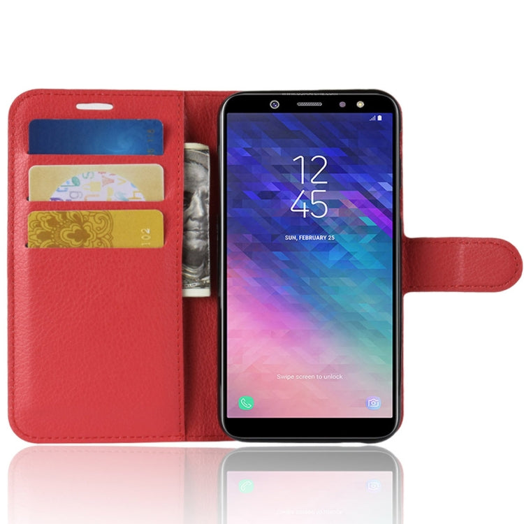 Litchi Texture Horizontal Flip Leather Case for Galaxy A6 (2018), with Wallet & Holder & Card Slots